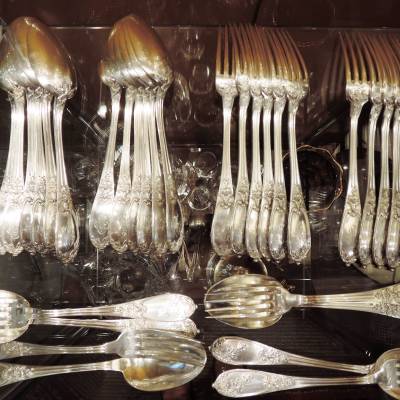 Important Series Of 16 Cutlery For Dessert In Sterling Silver. Louis XVI Style