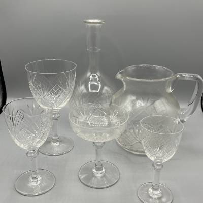 St. Louis.  Set Of 12 Crystal Port Glasses,+ Chantilly Model