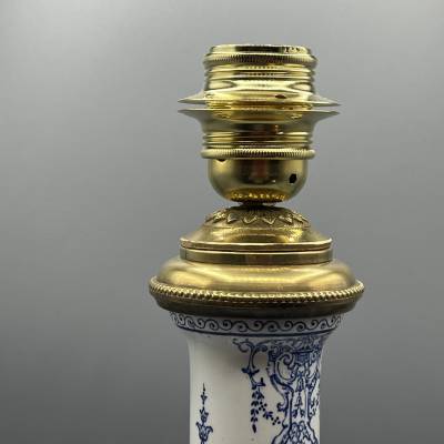 Gien. Earthenware Lamp, Berain-style Decor. +Louis XIV Style