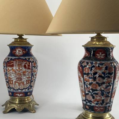 Pair of Imari Porcelain lamps, Nineteenth Century Period