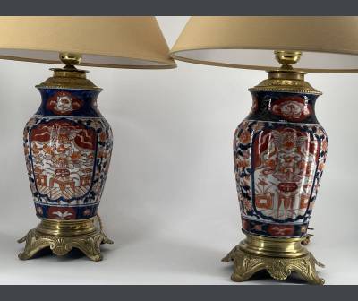 Pair of Imari Porcelain lamps, Nineteenth Century Period