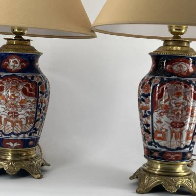 Pair of Imari Porcelain lamps, Nineteenth Century Period