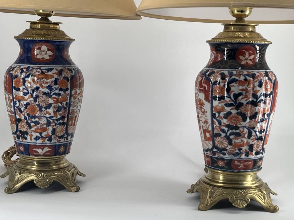 Pair of Imari Porcelain lamps, Nineteenth Century Period