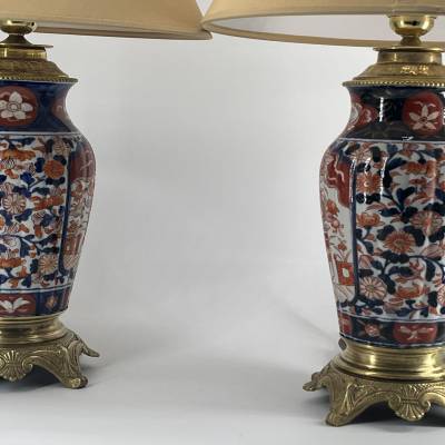 Pair of Imari Porcelain lamps, Nineteenth Century Period