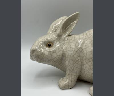 Cracked Earthenware Rabbit. Period XXth Century