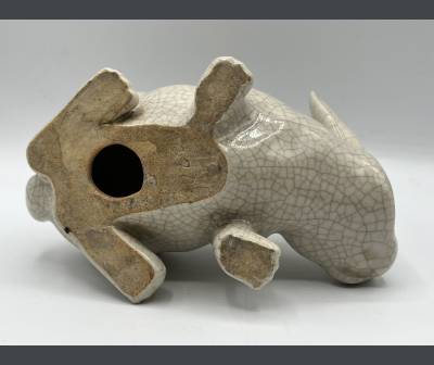 Cracked Earthenware Rabbit. Period XXth Century