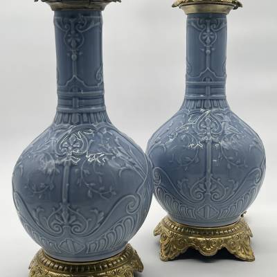 Pair Of Porcelain Lamps. Period End XIXth Century